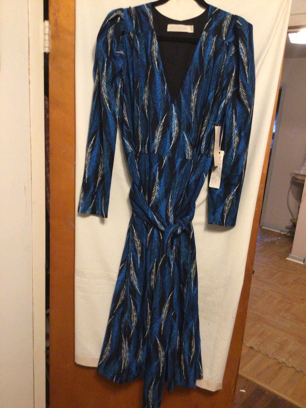 Happy Nature faux wrap 100% polyester modest,career wear dress SZ LNWT